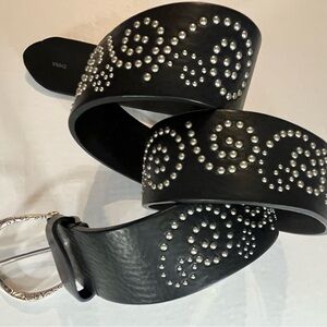 Brington Womens Black Studded Belt L